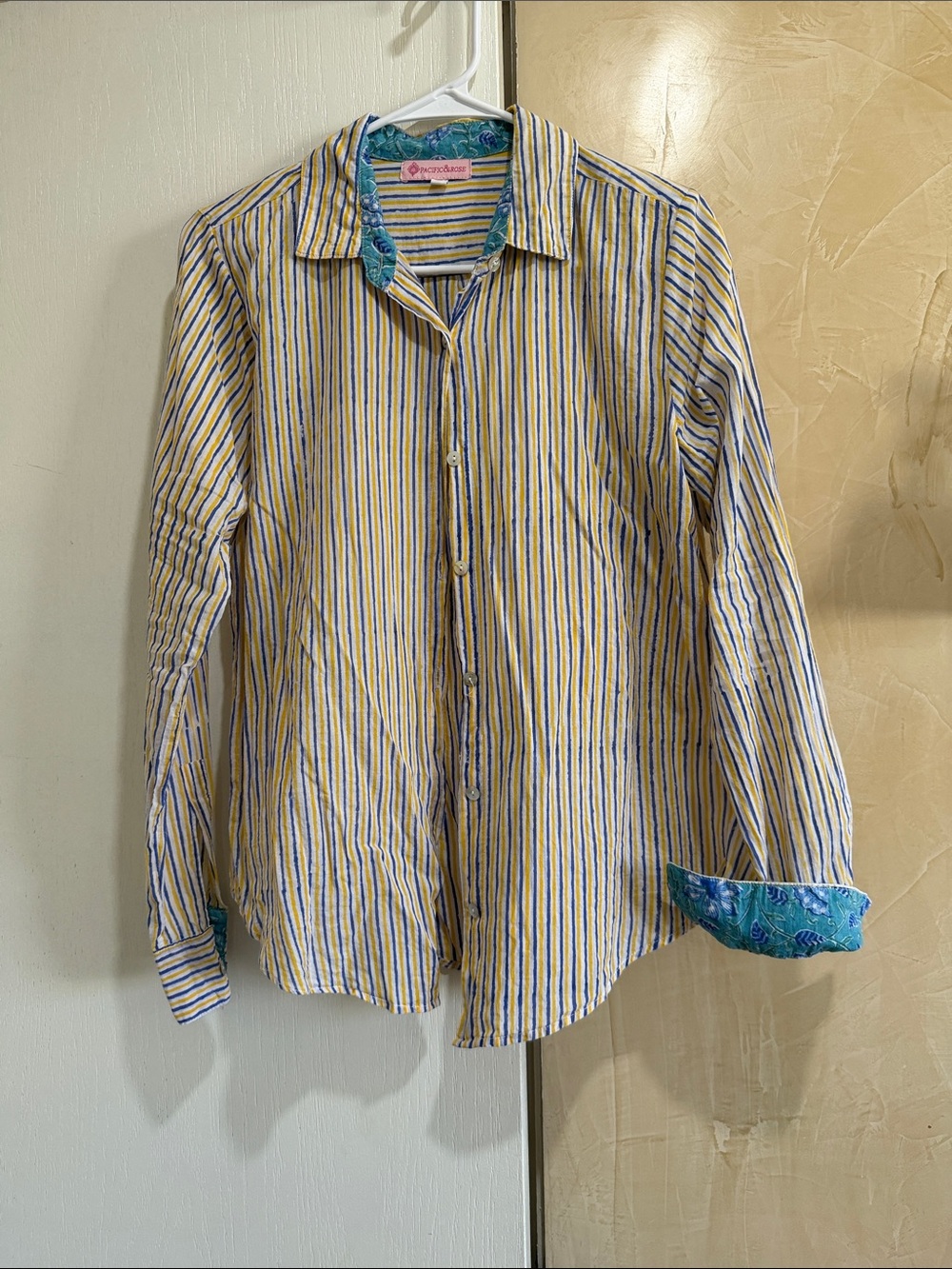 Pacific & Rose Striped Yellow & Blue Button-Up Shirt